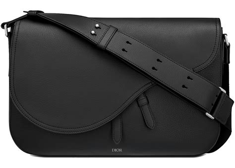 Saddle Messenger Bag Black Grained Calfskin 